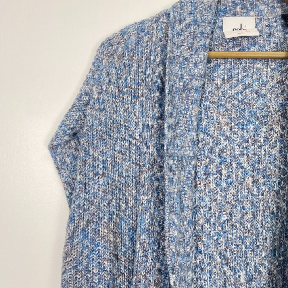 Cabi Blue Knit Long Duster Open Front Sleeveless Cardigan - Picture 8 of 13